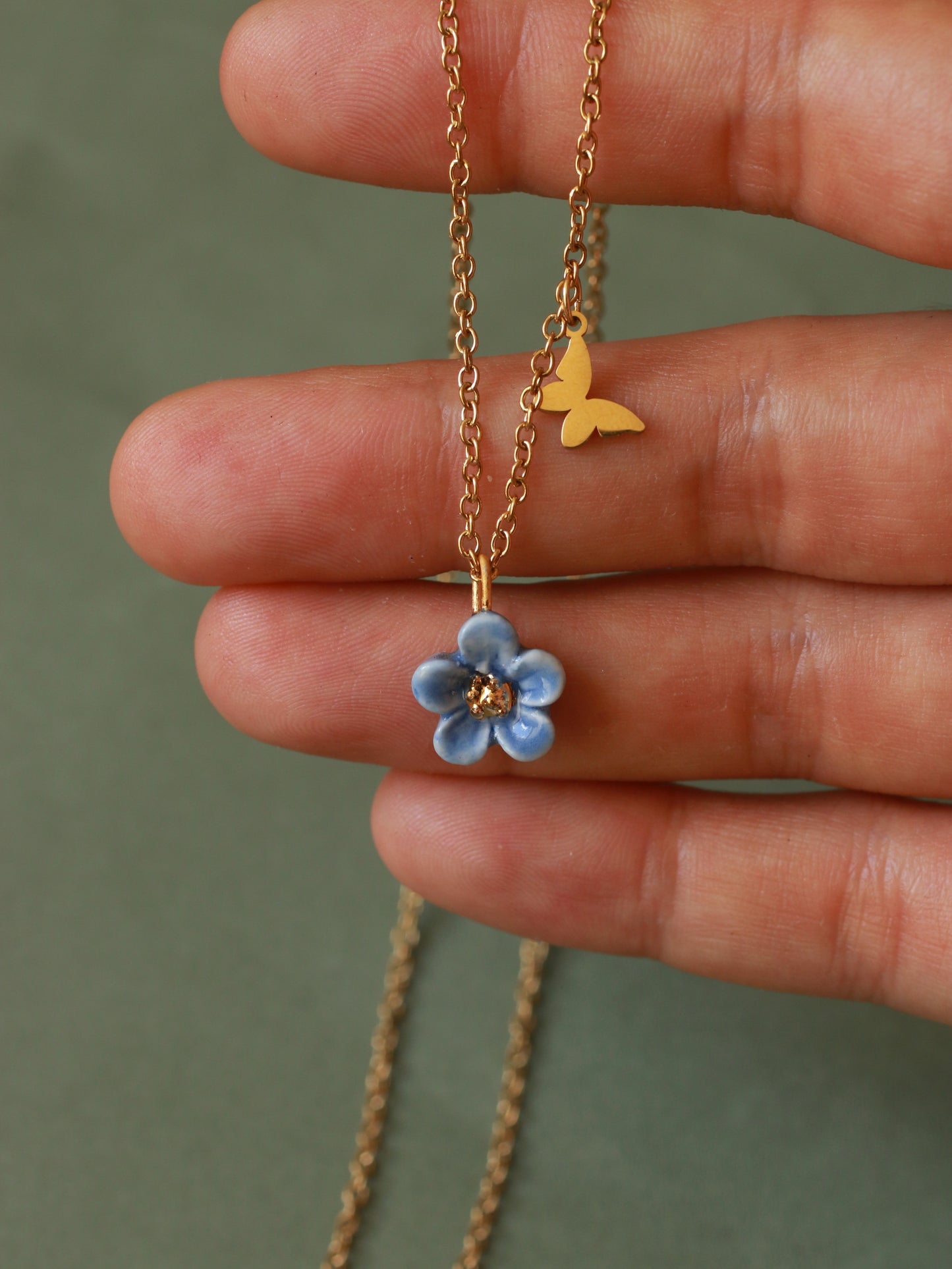 Forget me not flower necklace