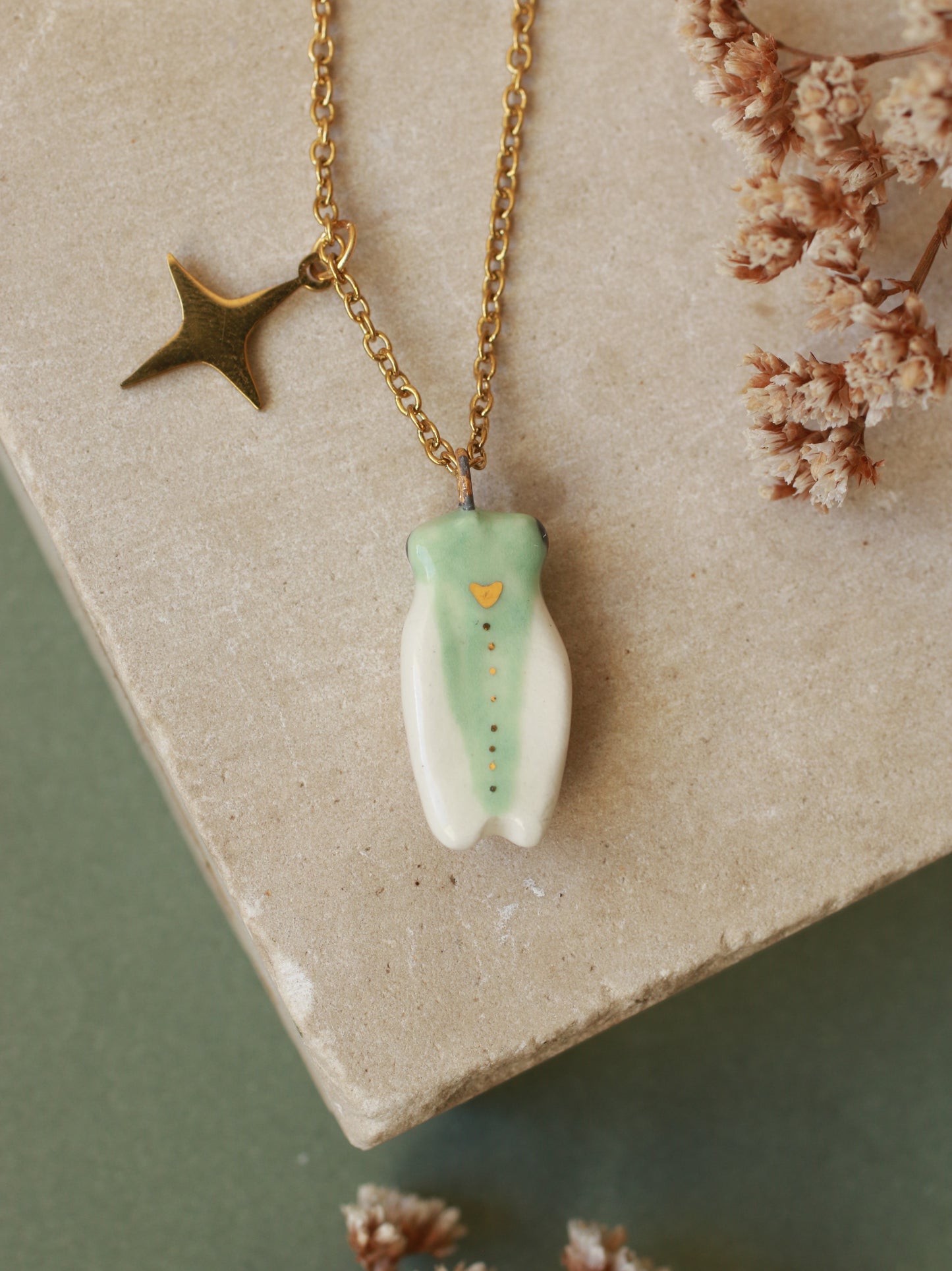 Green cicada necklace