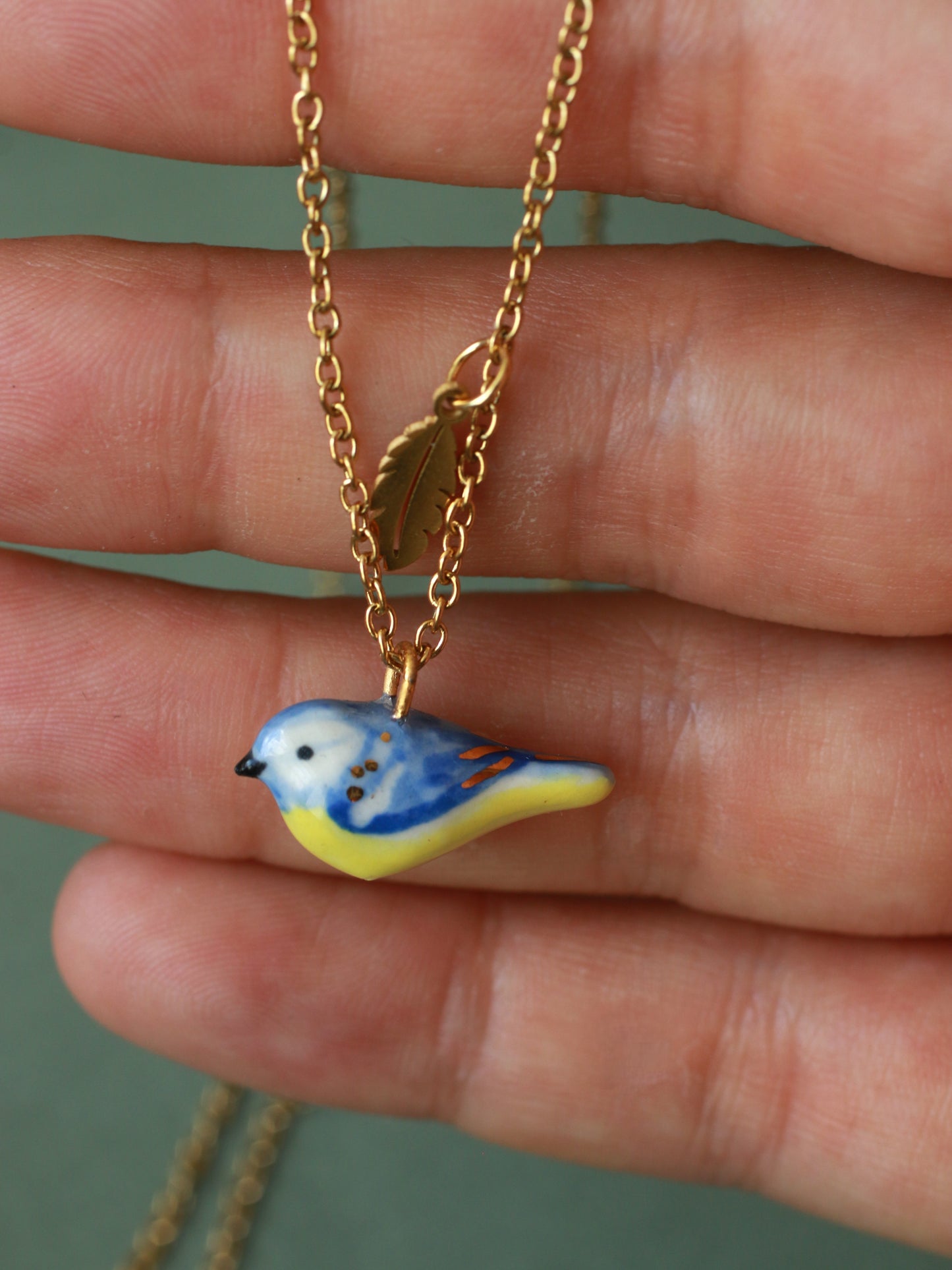 Blue tit necklace