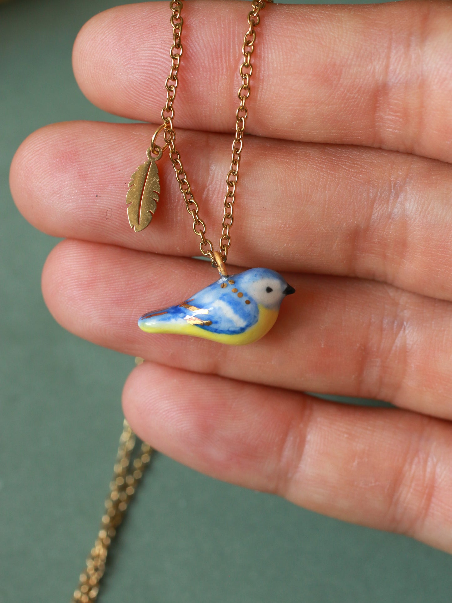 Blue tit necklace