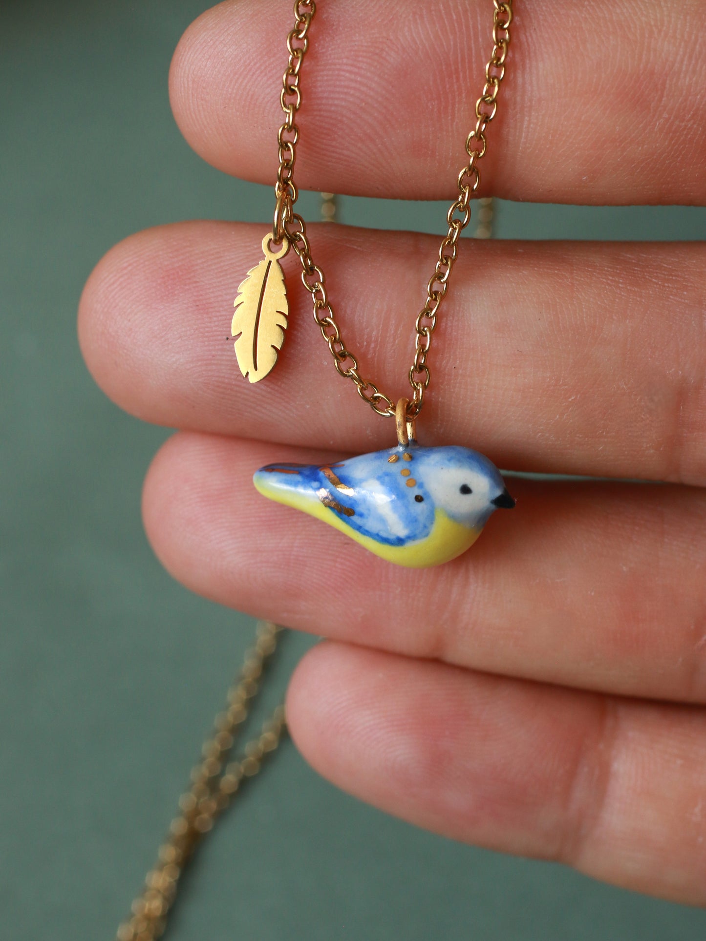 Blue tit necklace