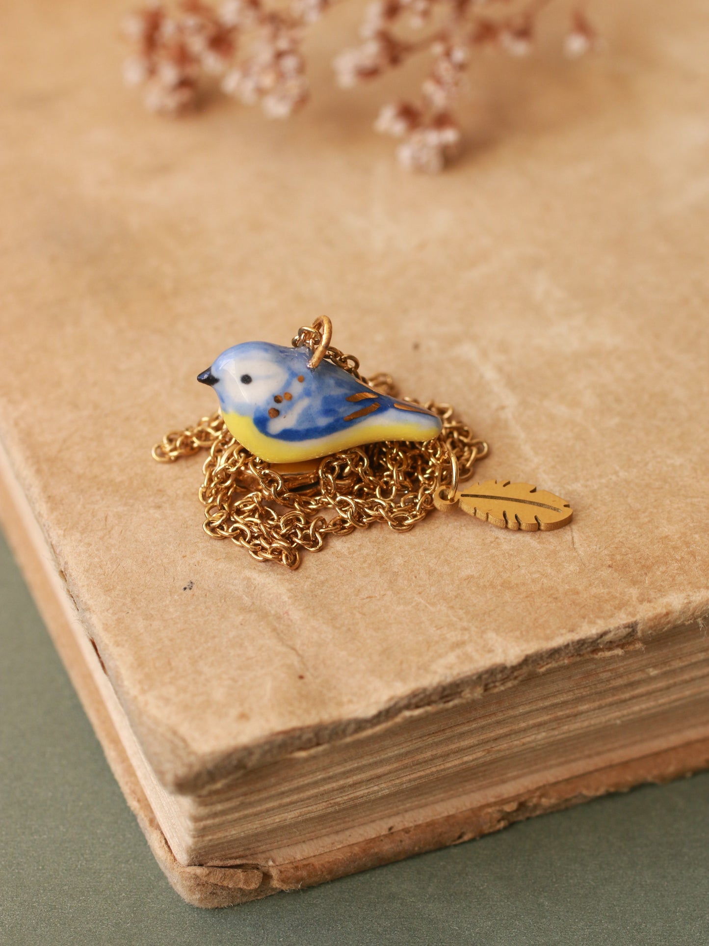 Blue tit necklace
