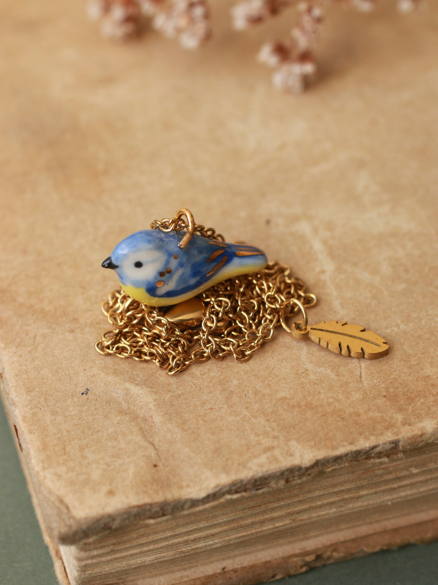 Blue tit necklace
