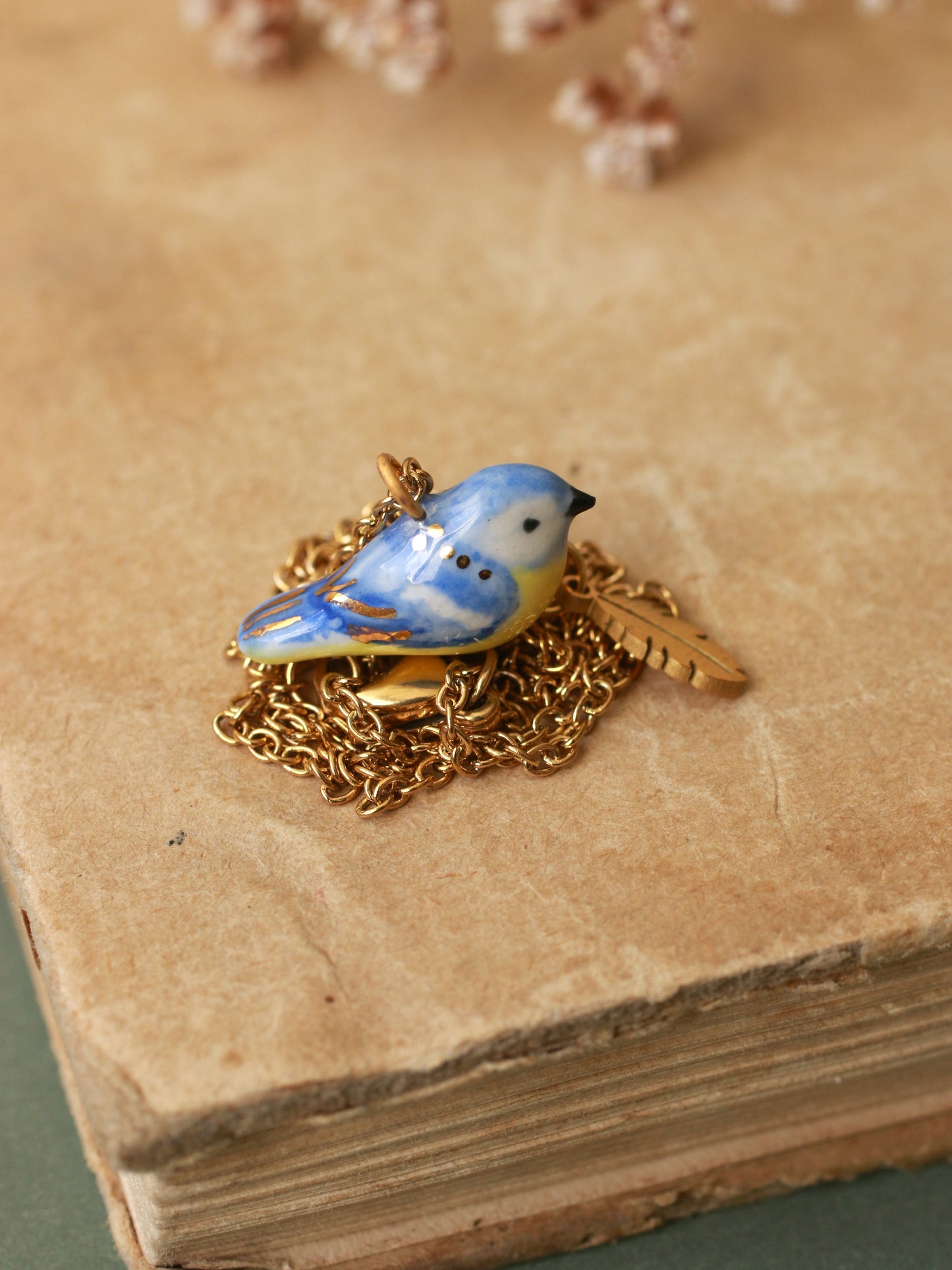 Blue tit necklace