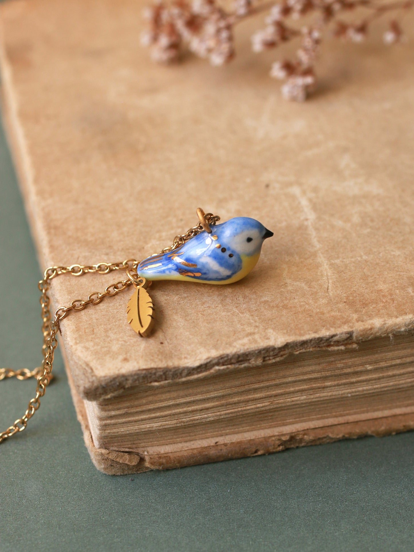 Blue tit necklace