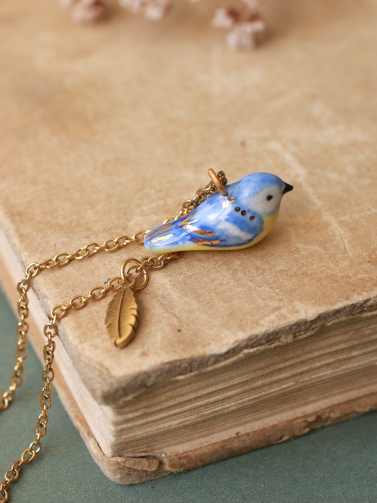 Blue tit necklace