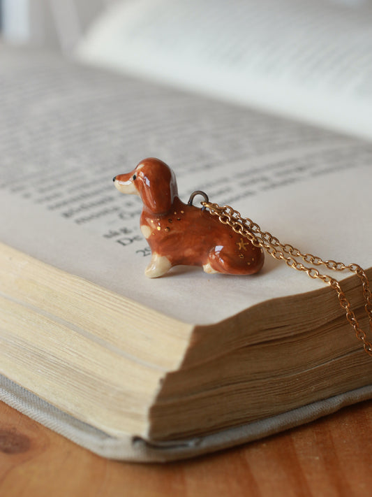 Brown Dachshund necklace