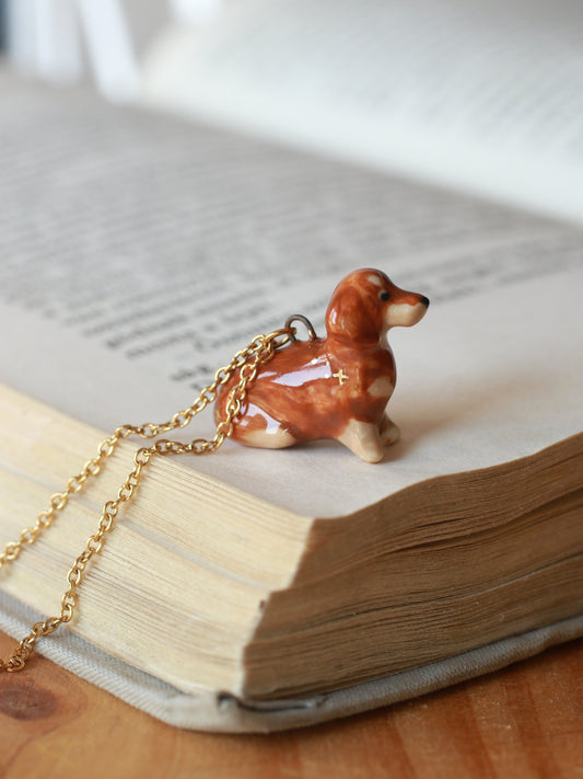 Brown Dachshund necklace