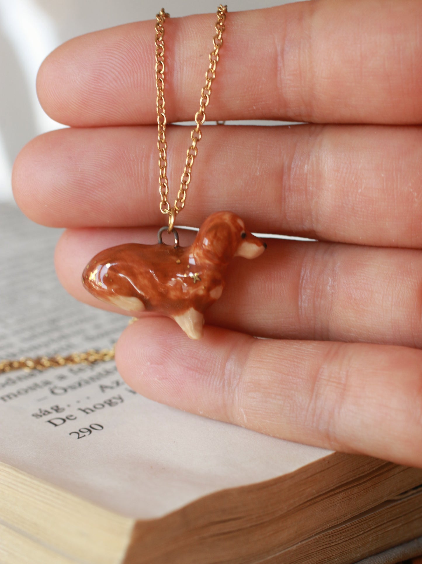 Brown Dachshund necklace