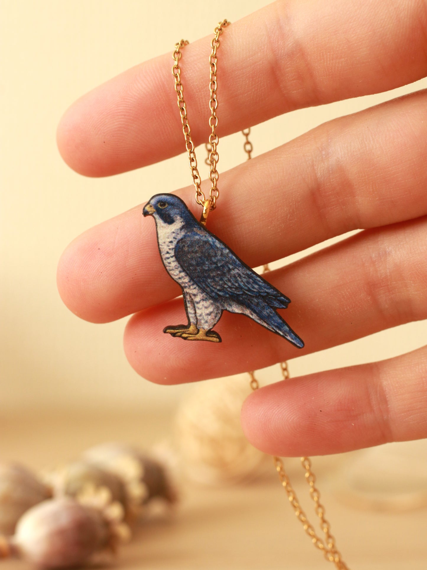Peregrine Falcon necklace - wooden falcon pendant