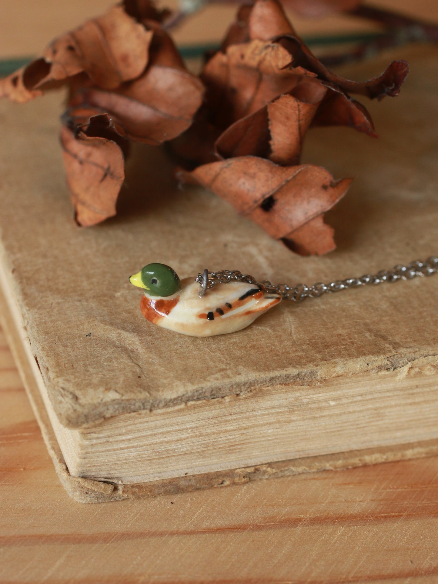 Mallard duck necklace