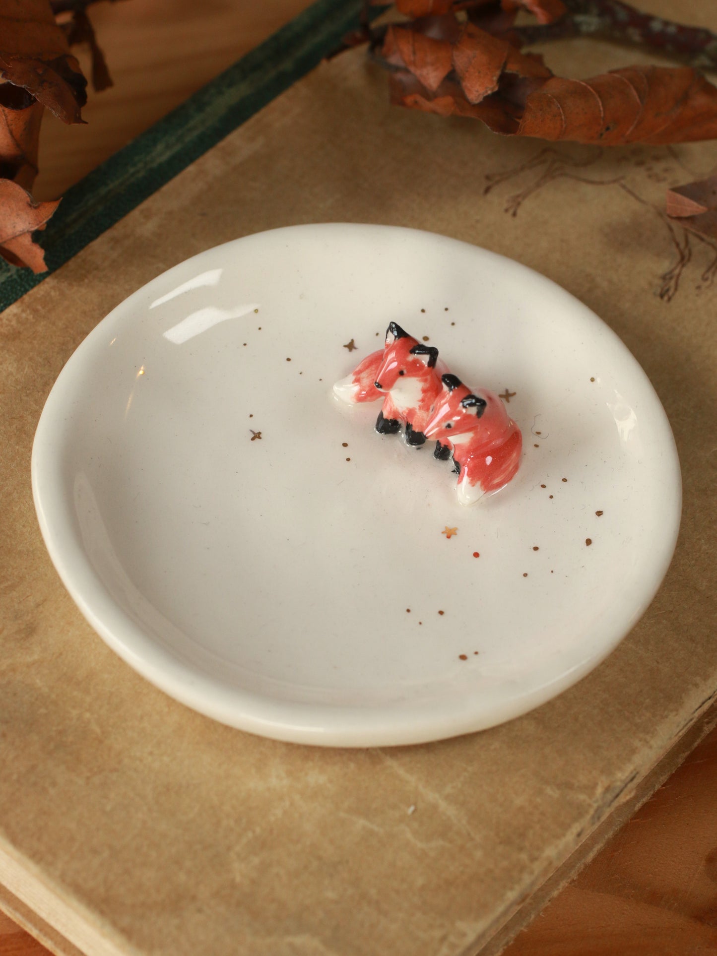 Foxes Ring Dish - Porcelain jewelry tray