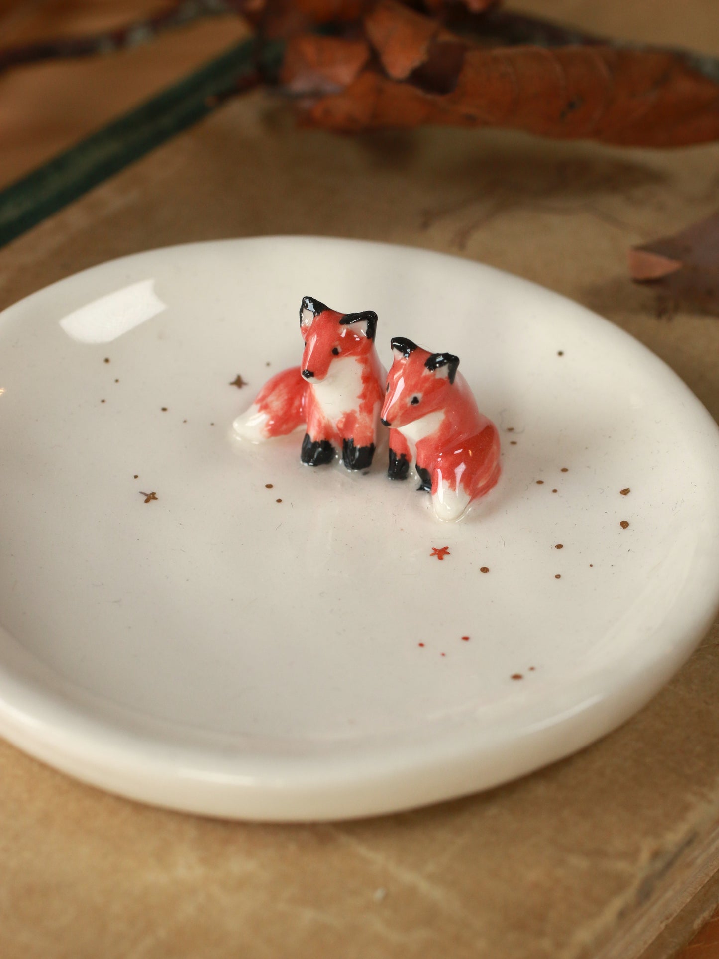 Foxes Ring Dish - Porcelain jewelry tray