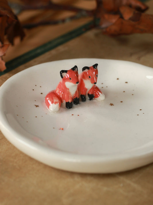 Foxes Ring Dish - Porcelain jewelry tray