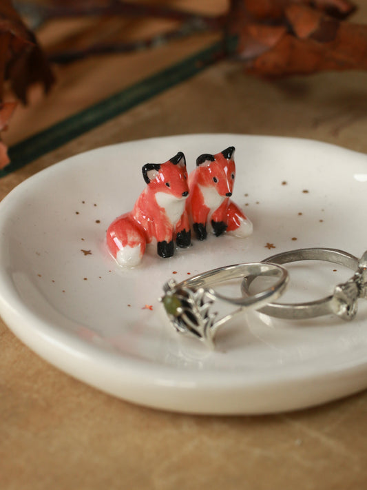 Foxes Ring Dish - Porcelain jewelry tray
