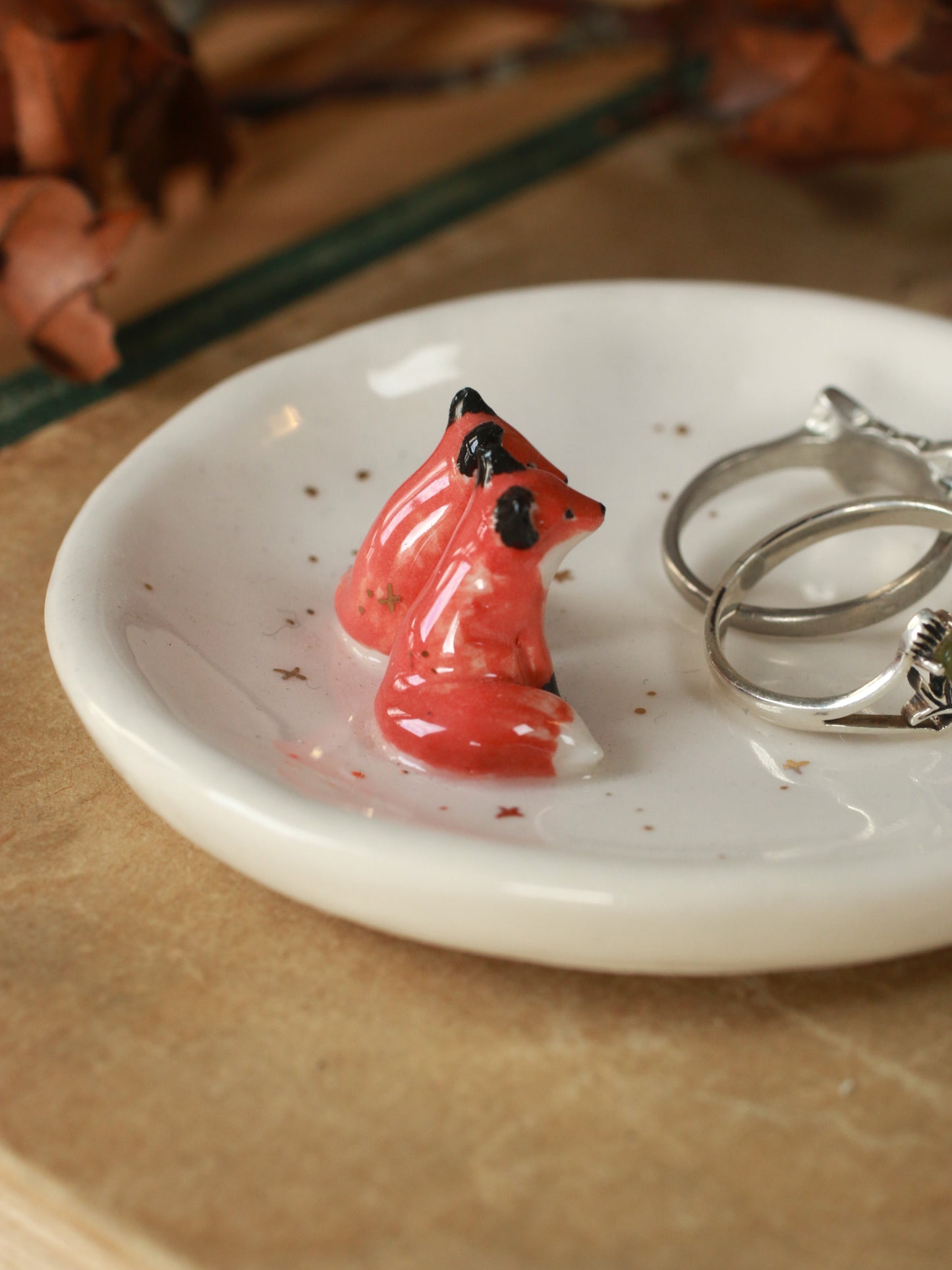 Foxes Ring Dish - Porcelain jewelry tray