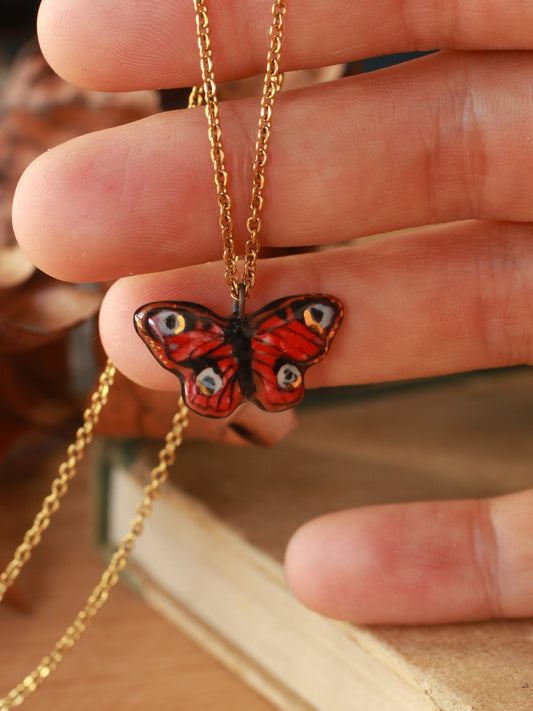 Peacock butterfly necklace