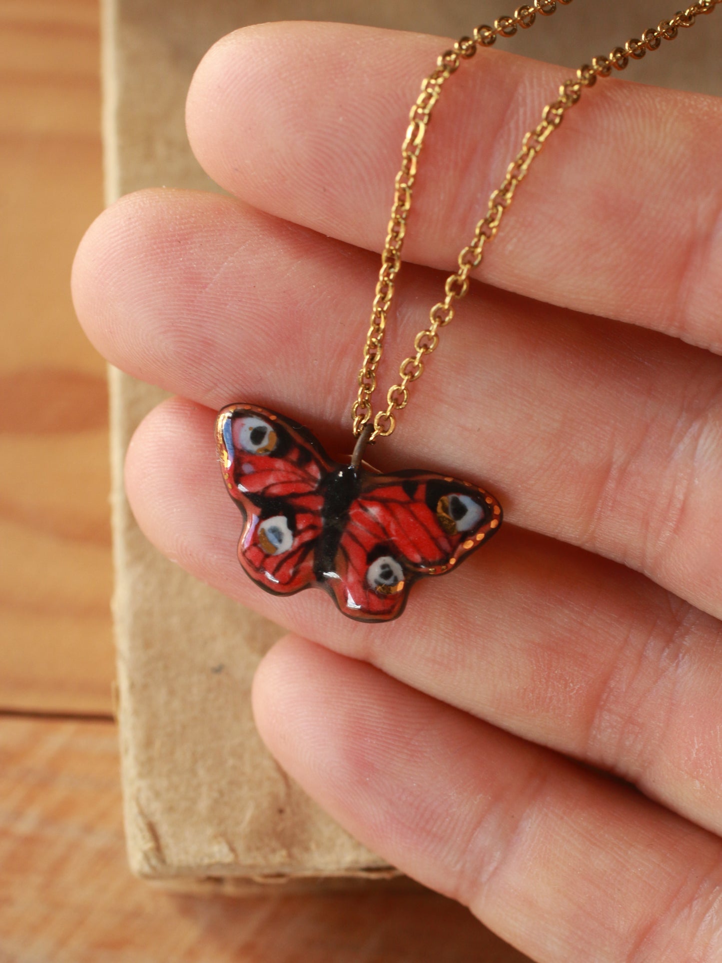 Peacock butterfly necklace