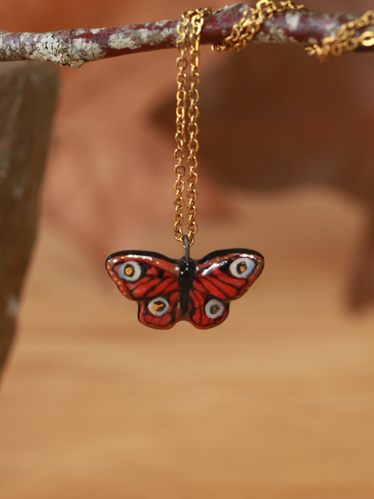 Peacock butterfly necklace