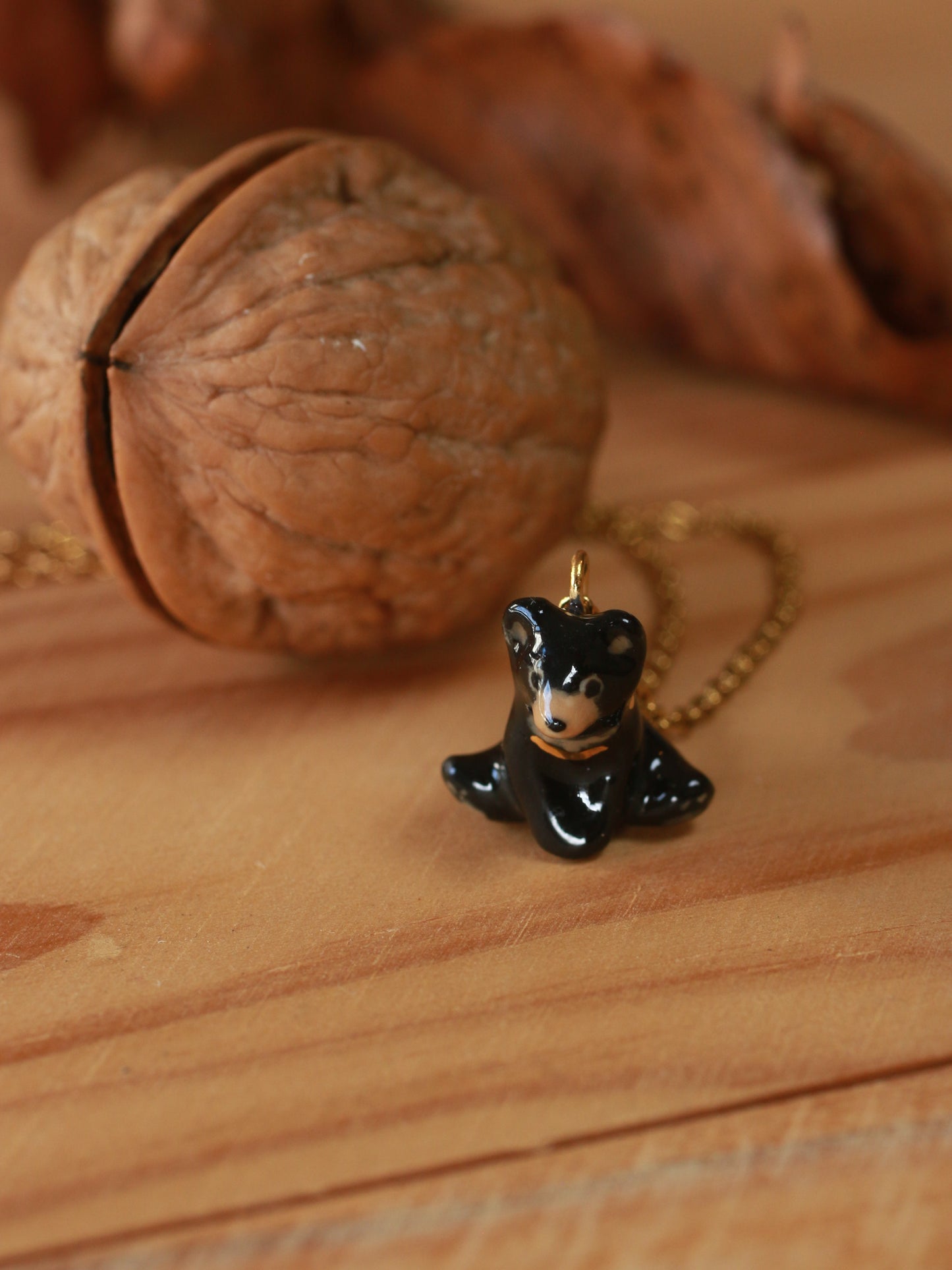 Black bear necklace in a walnut box