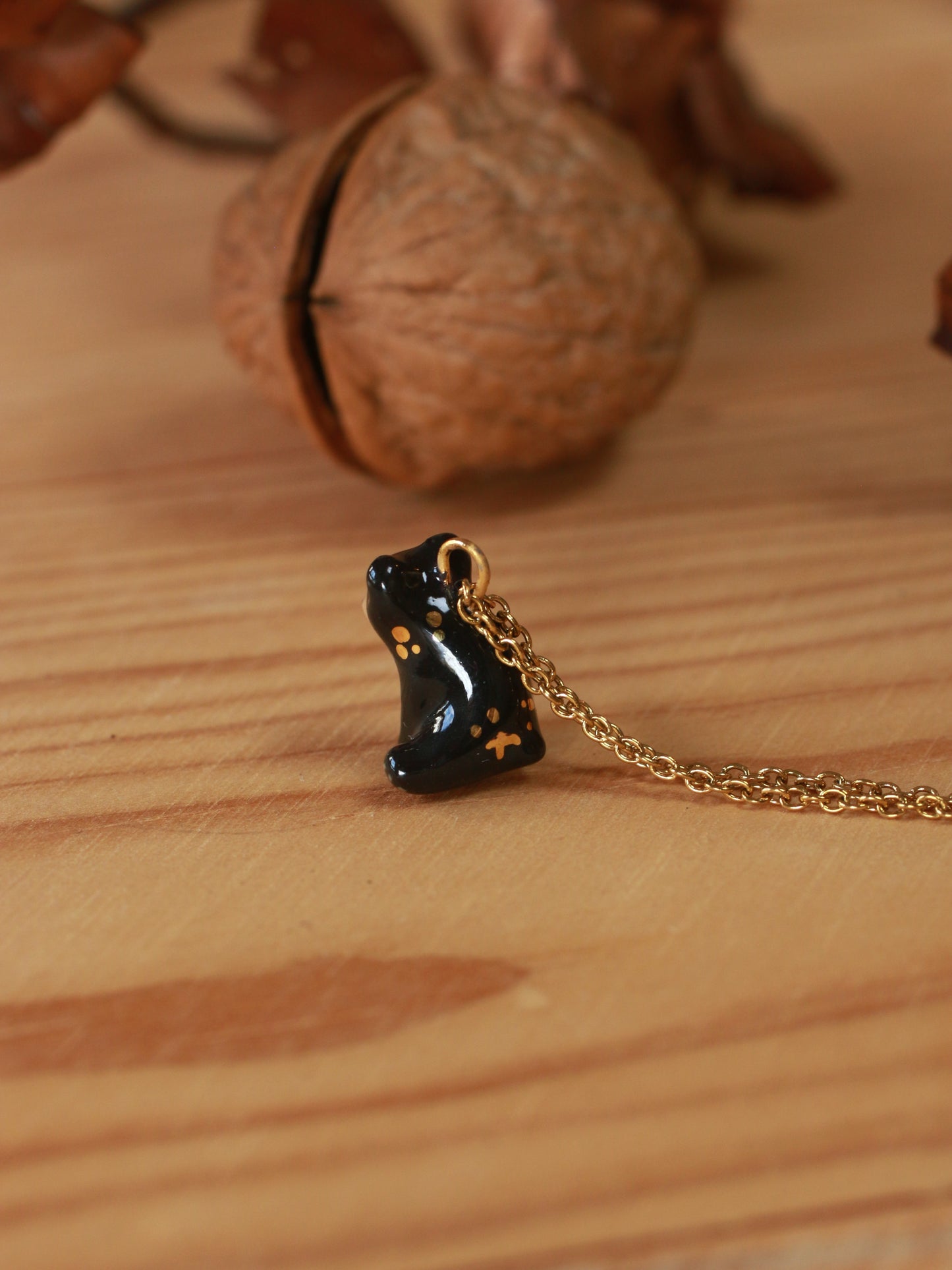 Black bear necklace in a walnut box