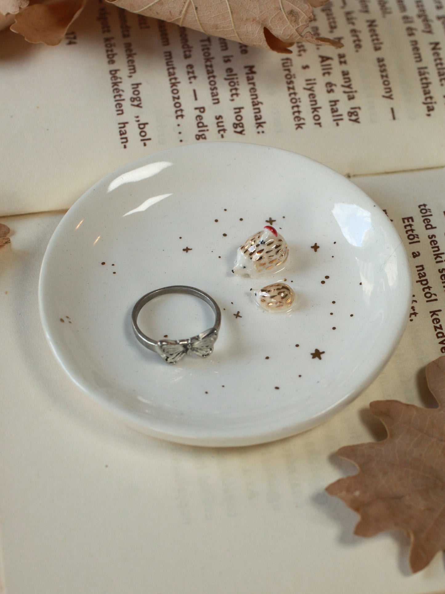 Hedgehog jewelry dish - Porcelain ring dish