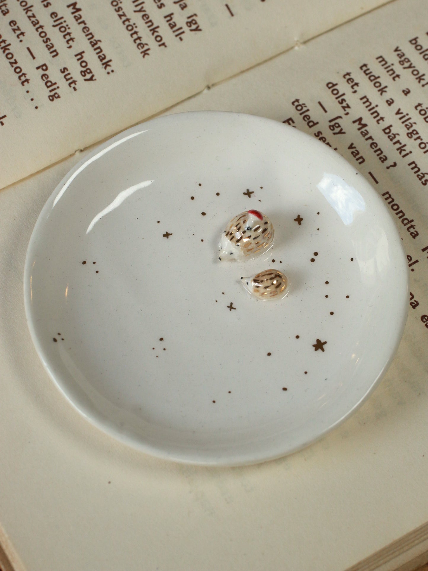 Hedgehog jewelry dish - Porcelain ring dish