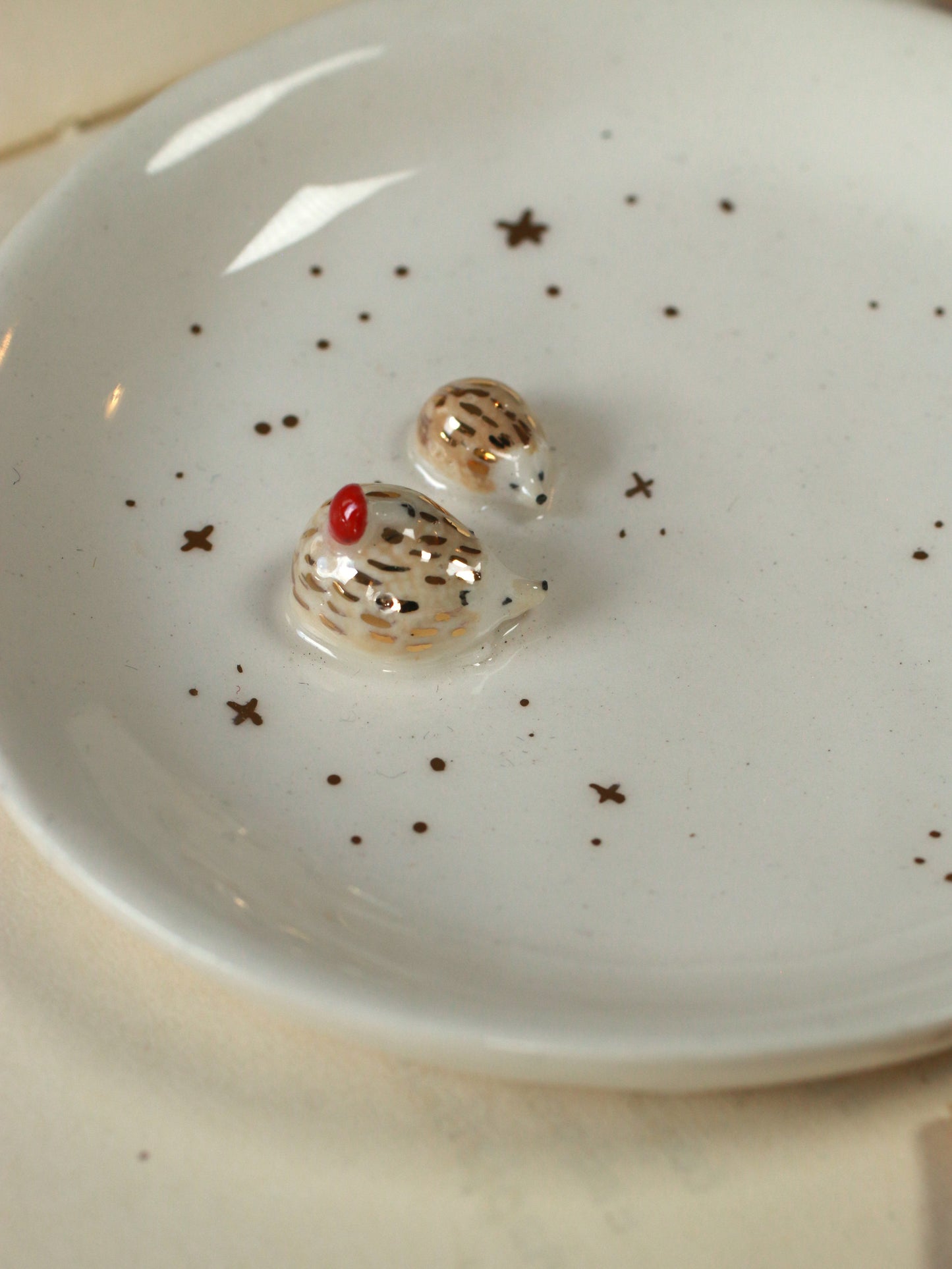 Hedgehog jewelry dish - Porcelain ring dish
