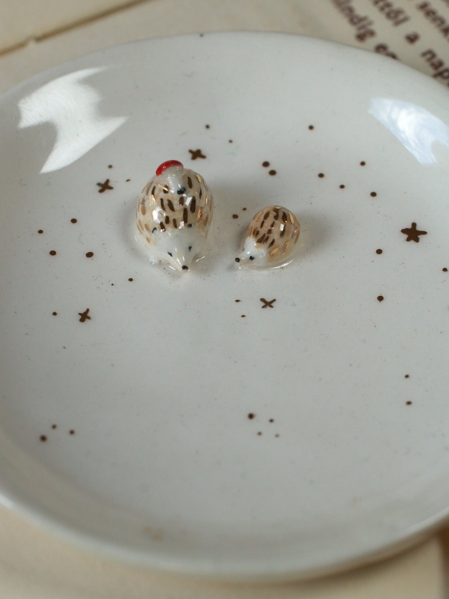 Hedgehog jewelry dish - Porcelain ring dish