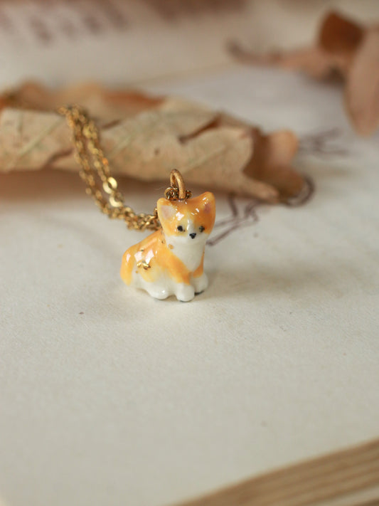 Orange cat necklace