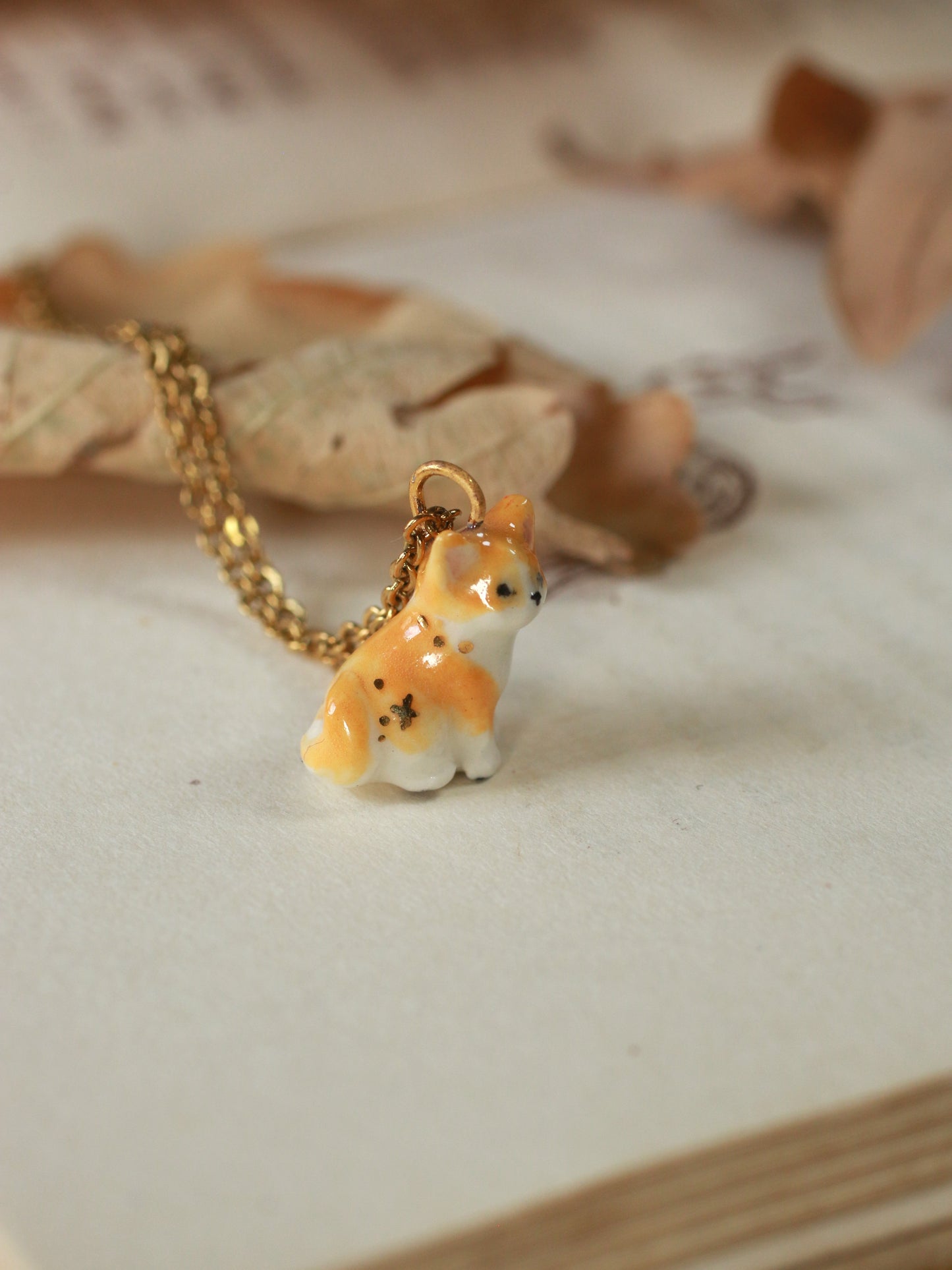 Orange cat necklace