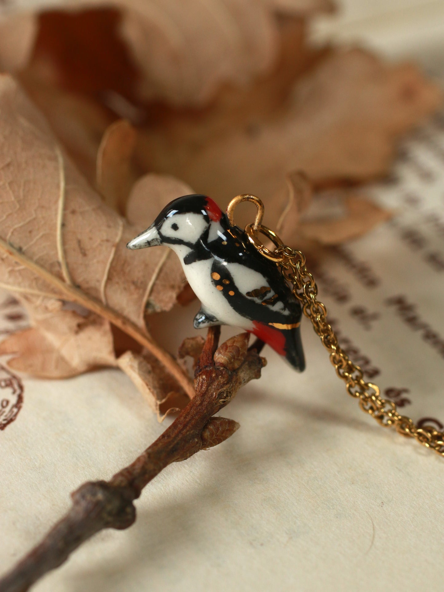 Woodpecker necklace