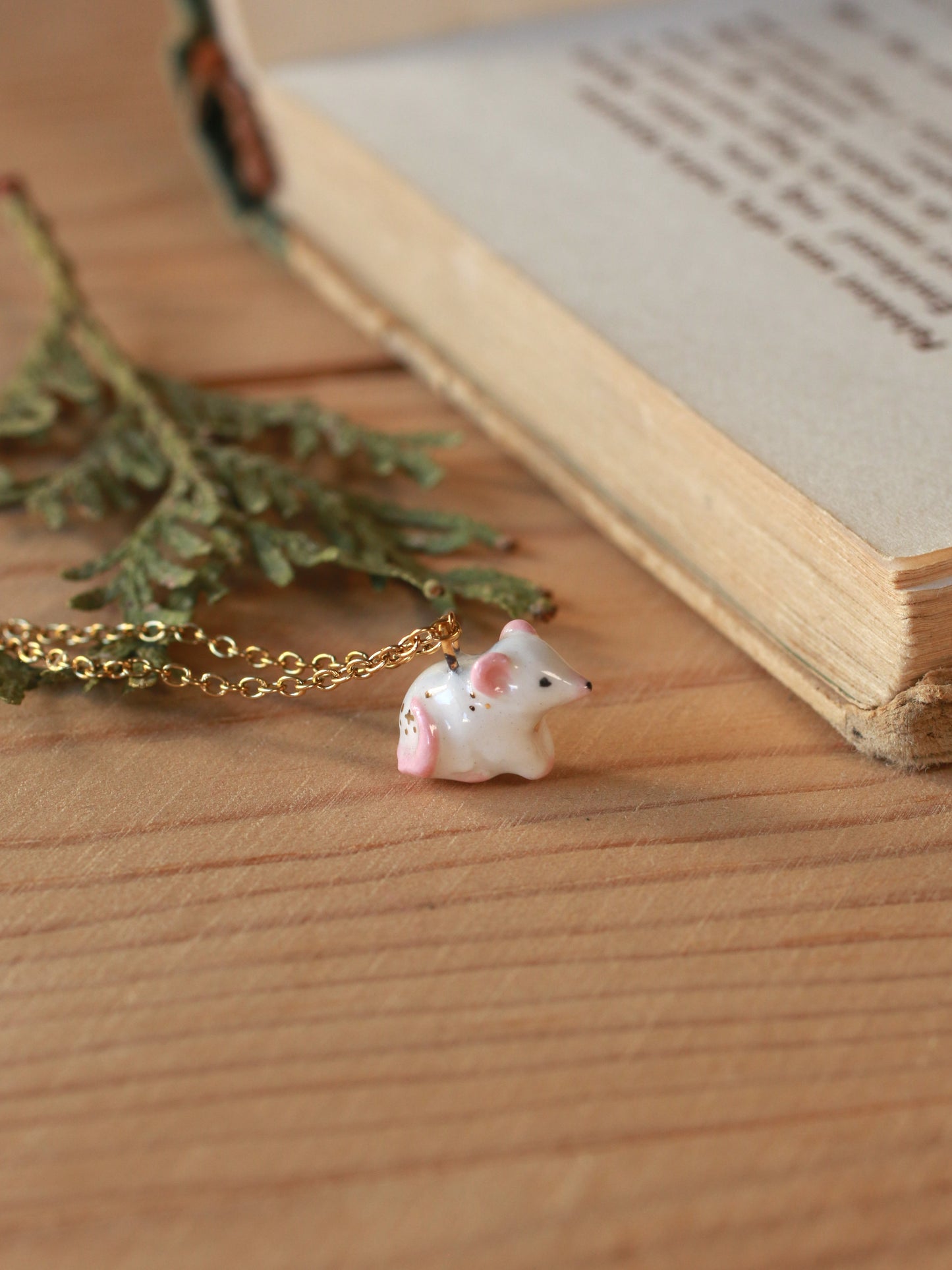 Tiny mouse necklace