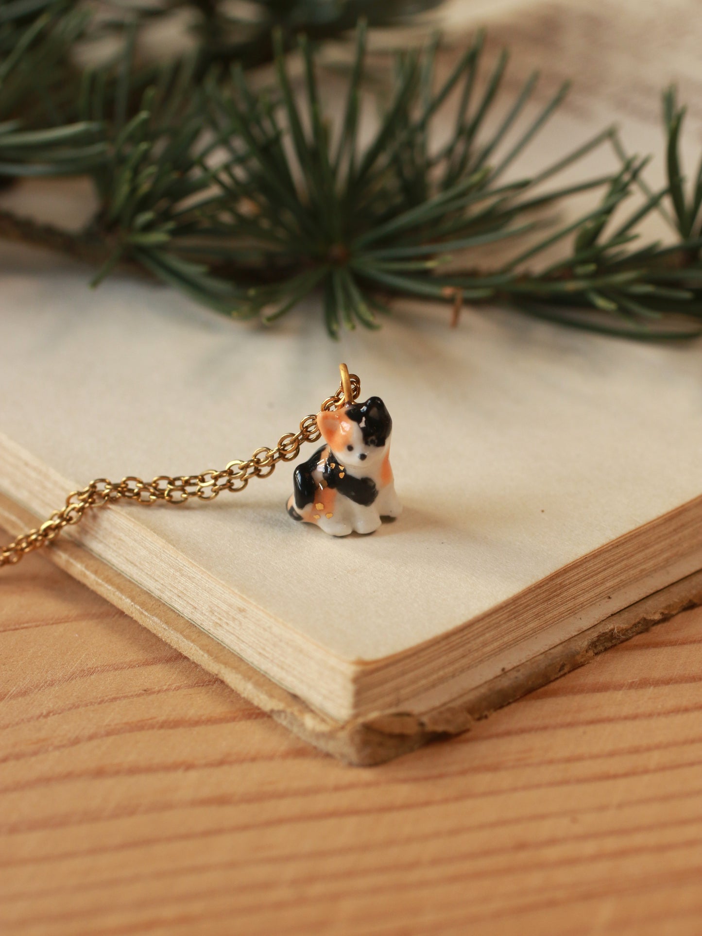 Calico cat necklace