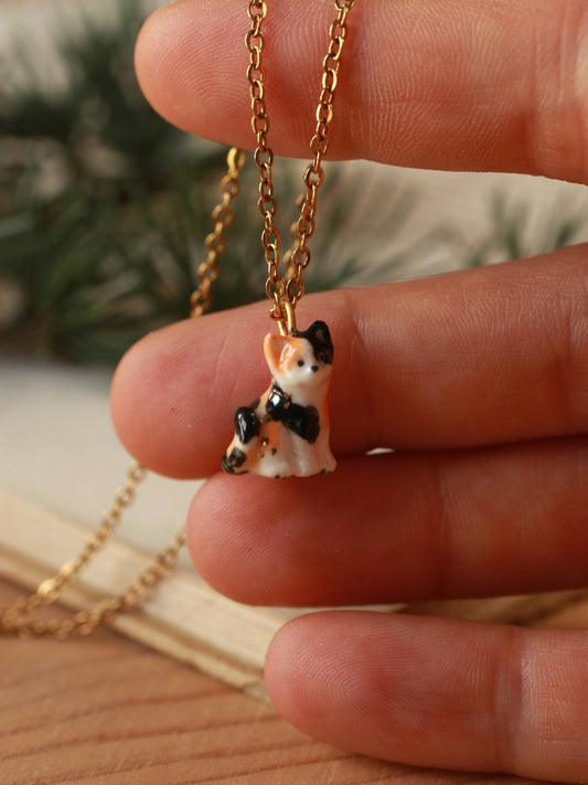 Calico cat necklace