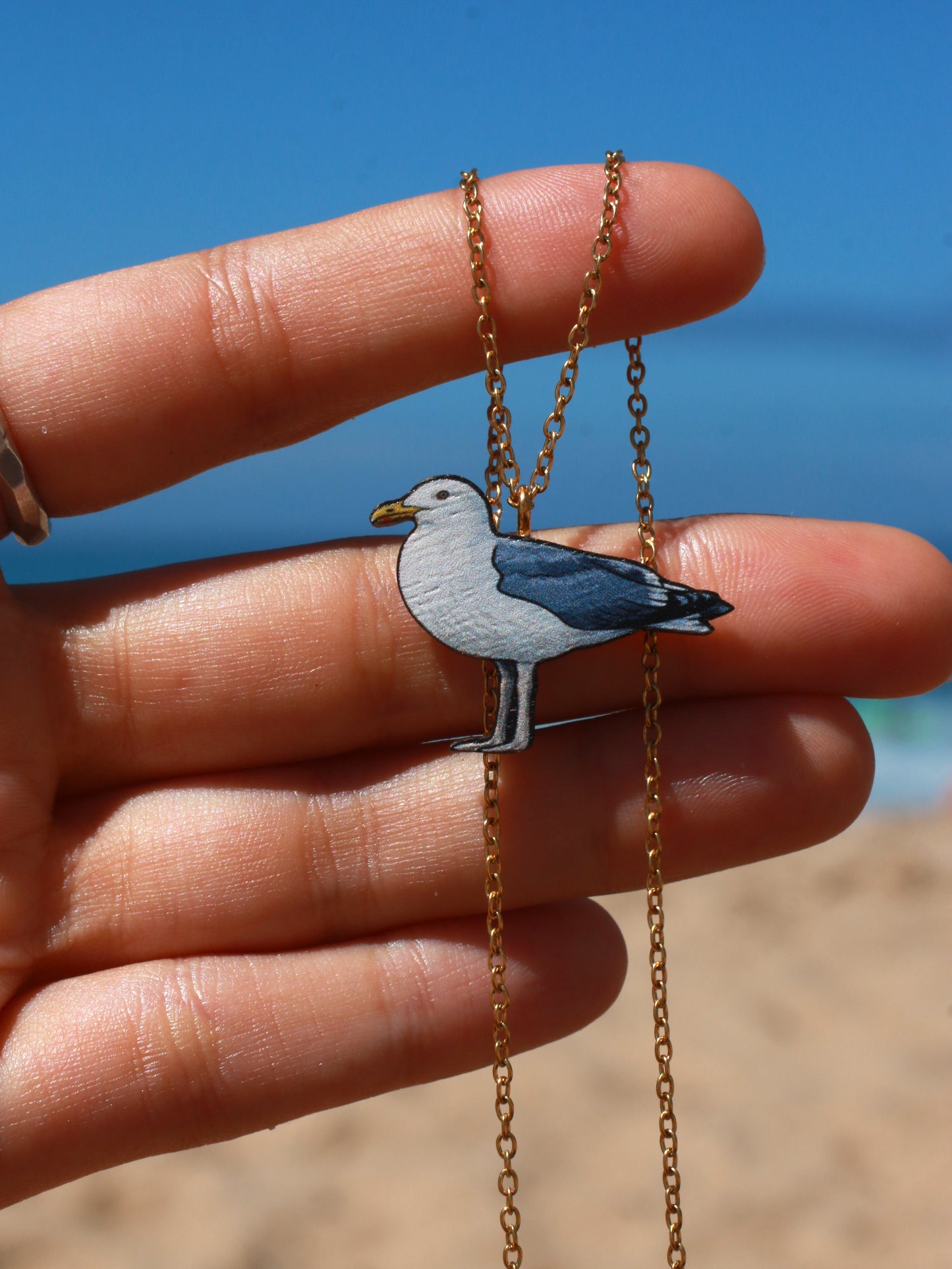 Seagull necklace - wooden Seagull pendant