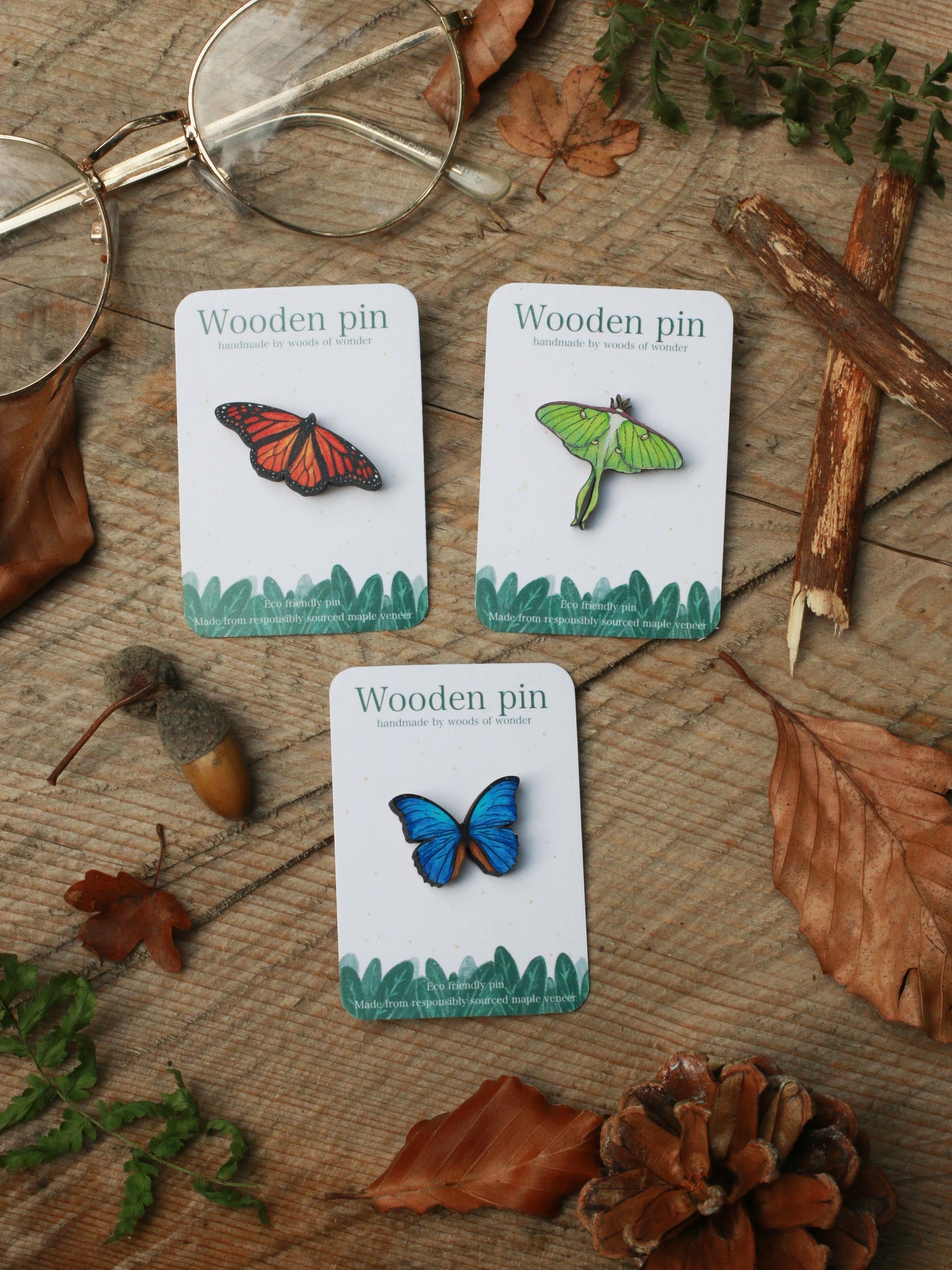 Luna moth - wooden pin