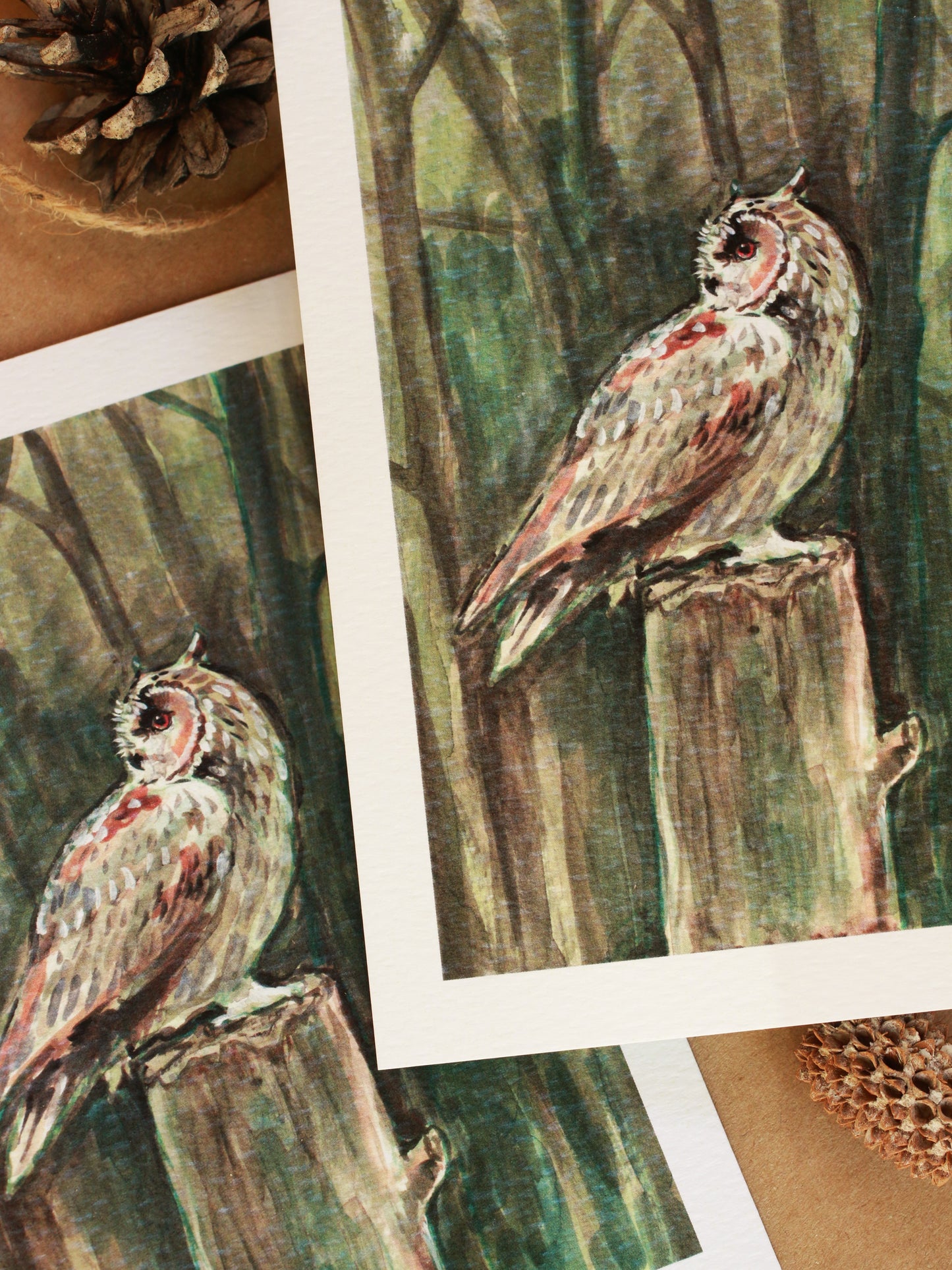 Great horned owl - A6 art print - postcard