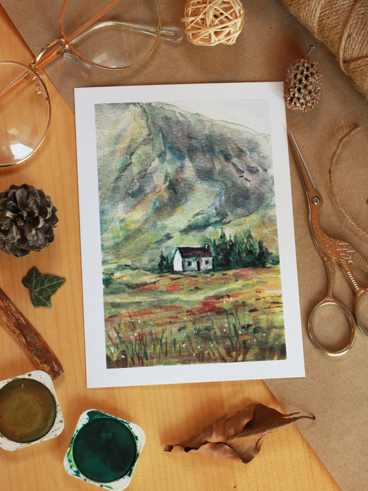House in Glencoe - Scottish Highlands  - A6 art print - postcard