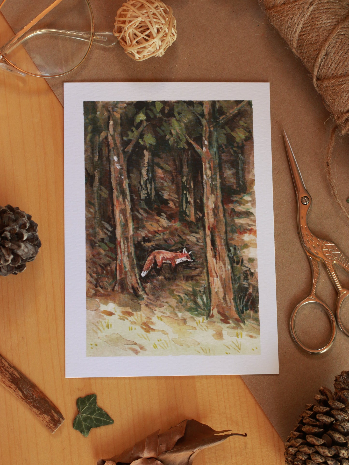 Fox in the forest - A6 art print - postcard