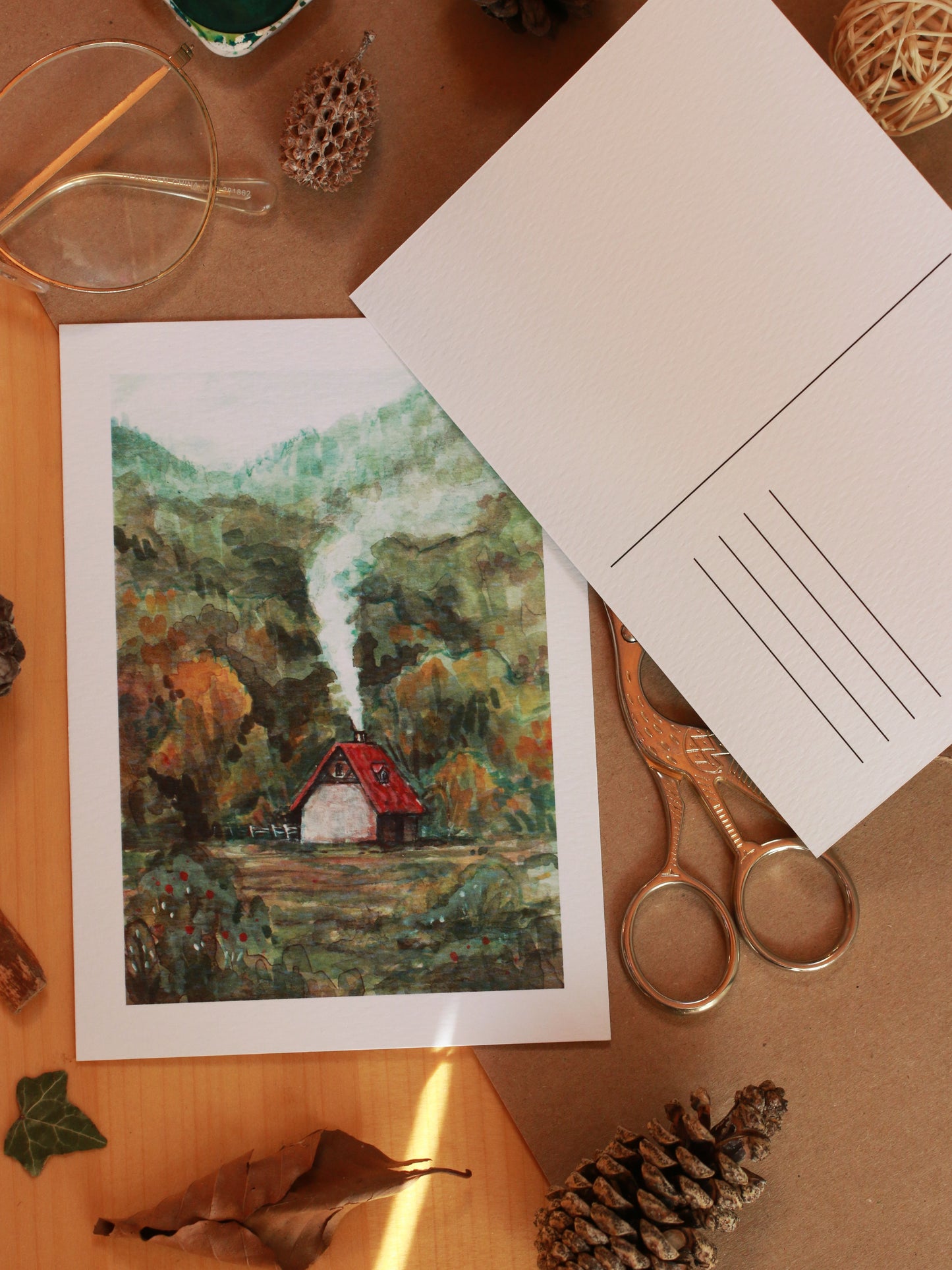 Cottage in the mountains - A6 art print - postcard