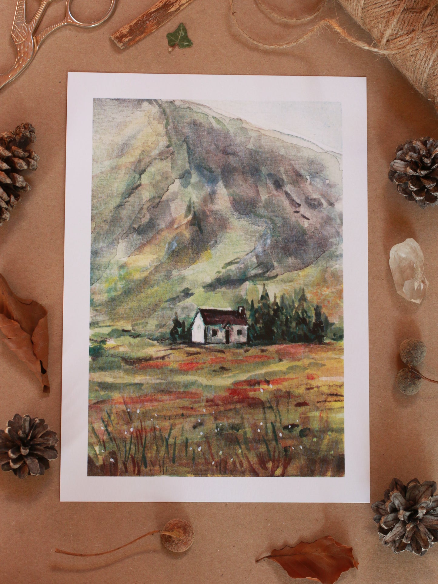 House in Glencoe - Scottish Highlands - A5 art print