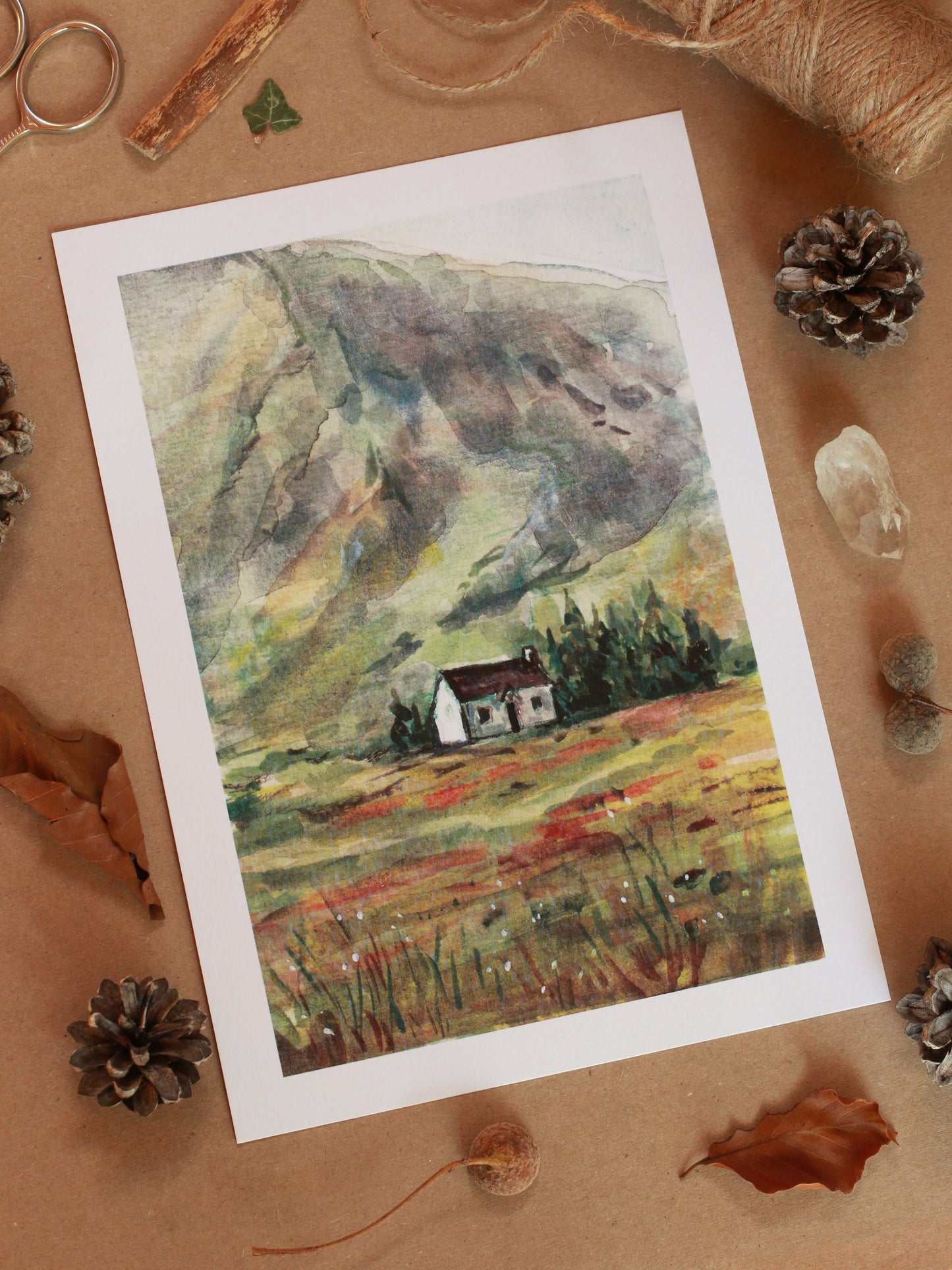 House in Glencoe - Scottish Highlands - A5 art print