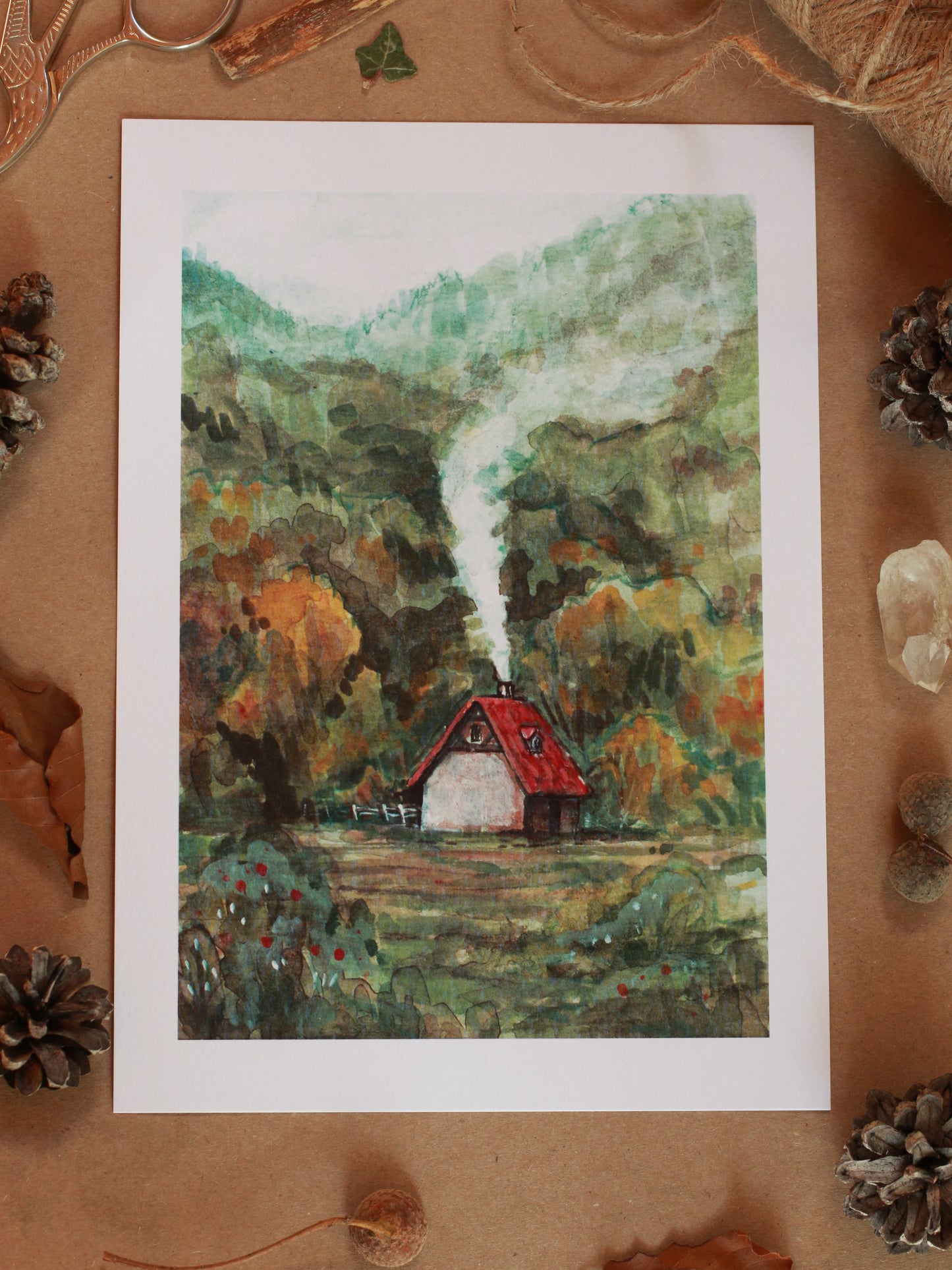 Cottage in the mountains - A5 art print