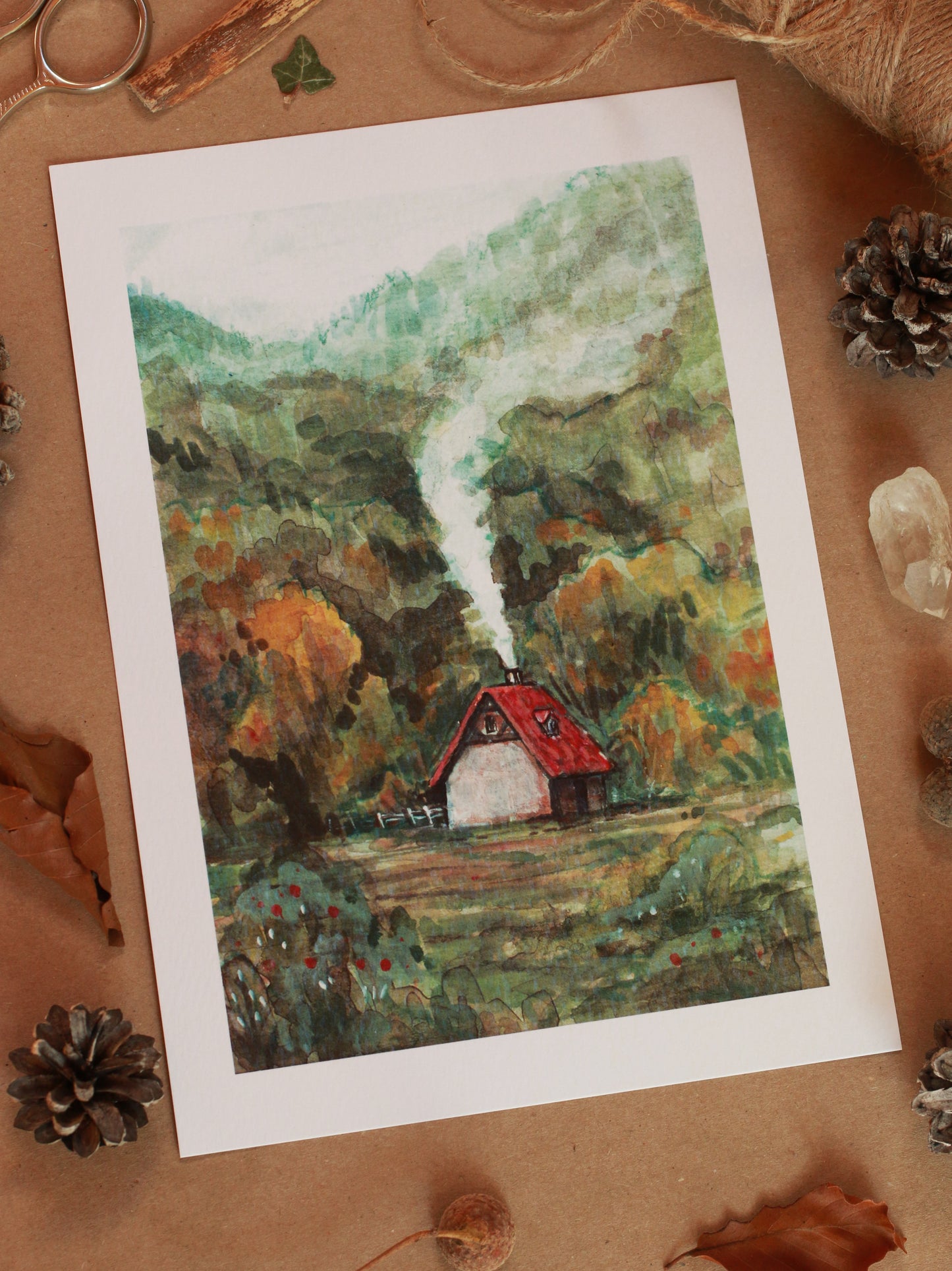 Cottage in the mountains - A5 art print