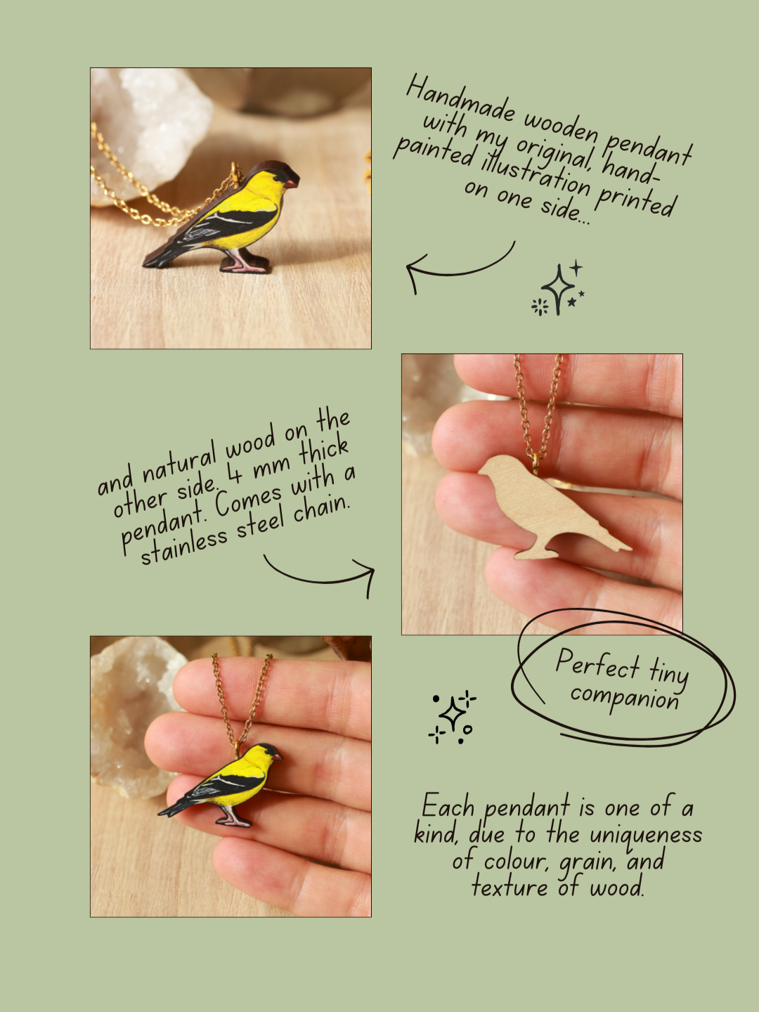 Goldfinch necklace - American goldfinch pendant