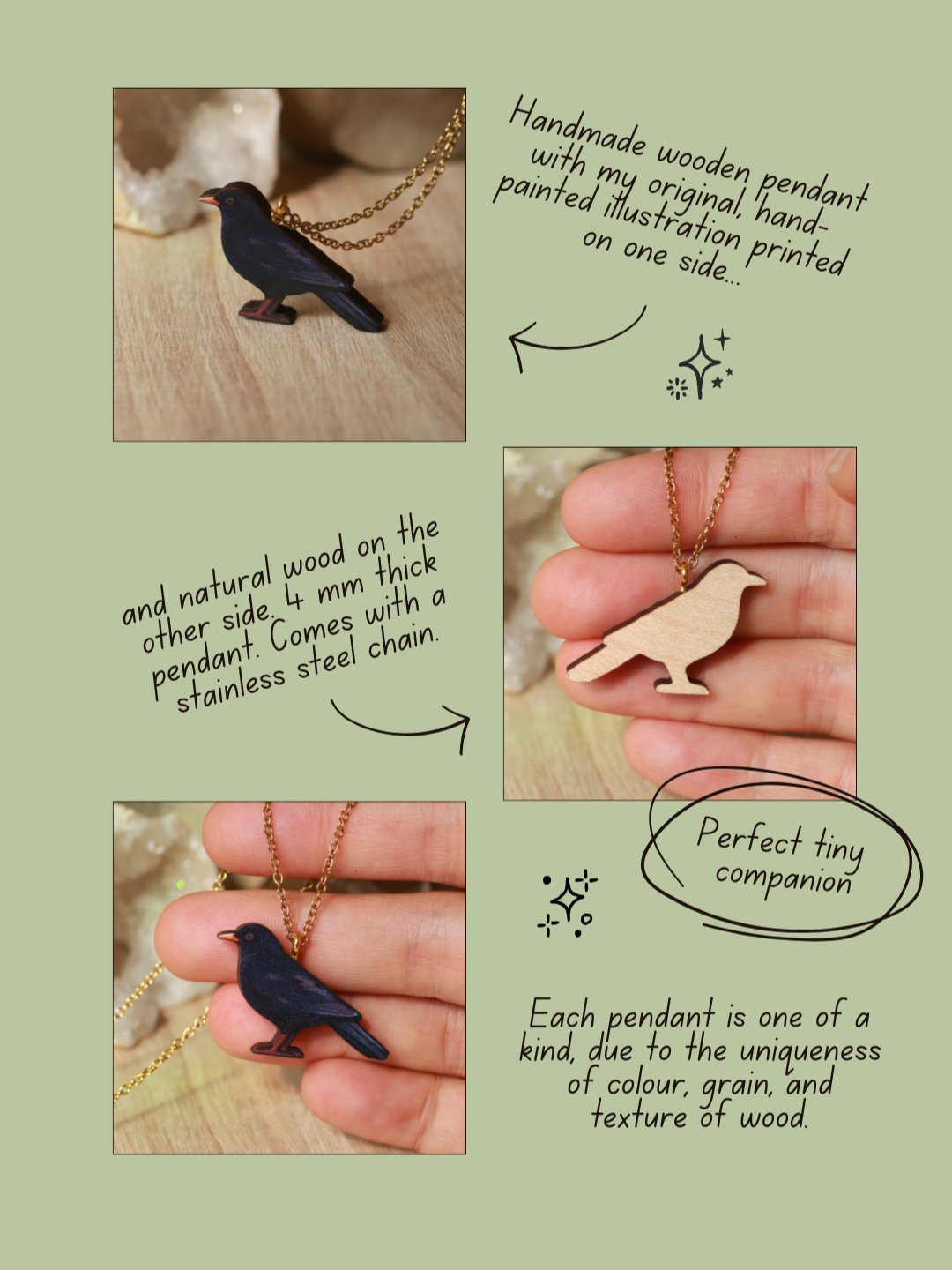 Black bird necklace