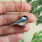 Chickadee necklace - wooden bird pendant