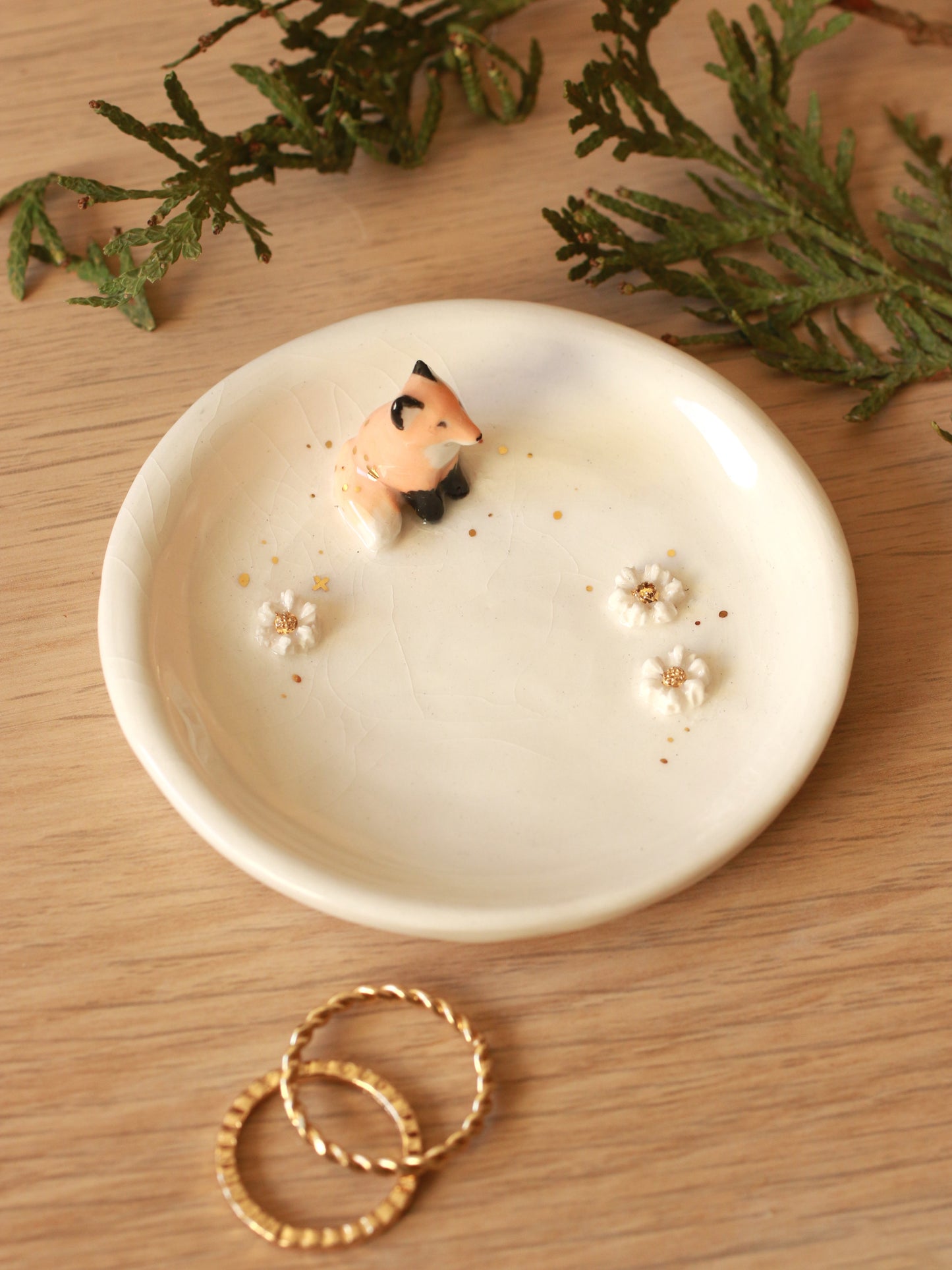 Fox Ring Dish - Porcelain jewelry dish