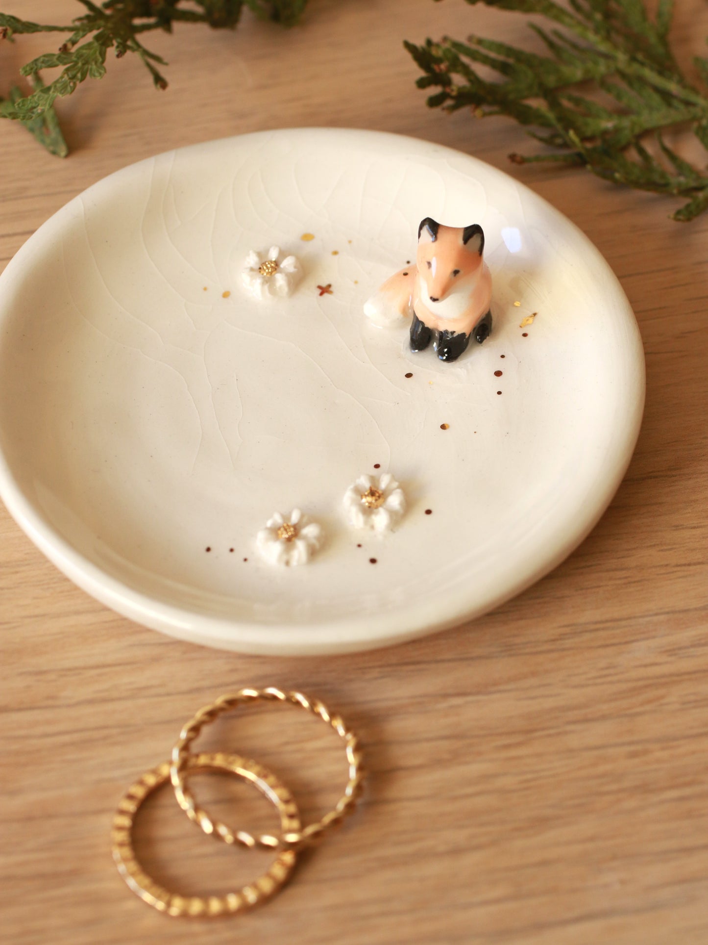 Fox Ring Dish - Porcelain jewelry dish